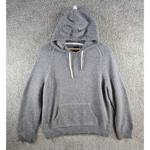 GAP Hoodie Gray Alpaca Blend Knit Long Sleeve Drawstring 2008 Holiday Mens XL - Picture 1 of 16